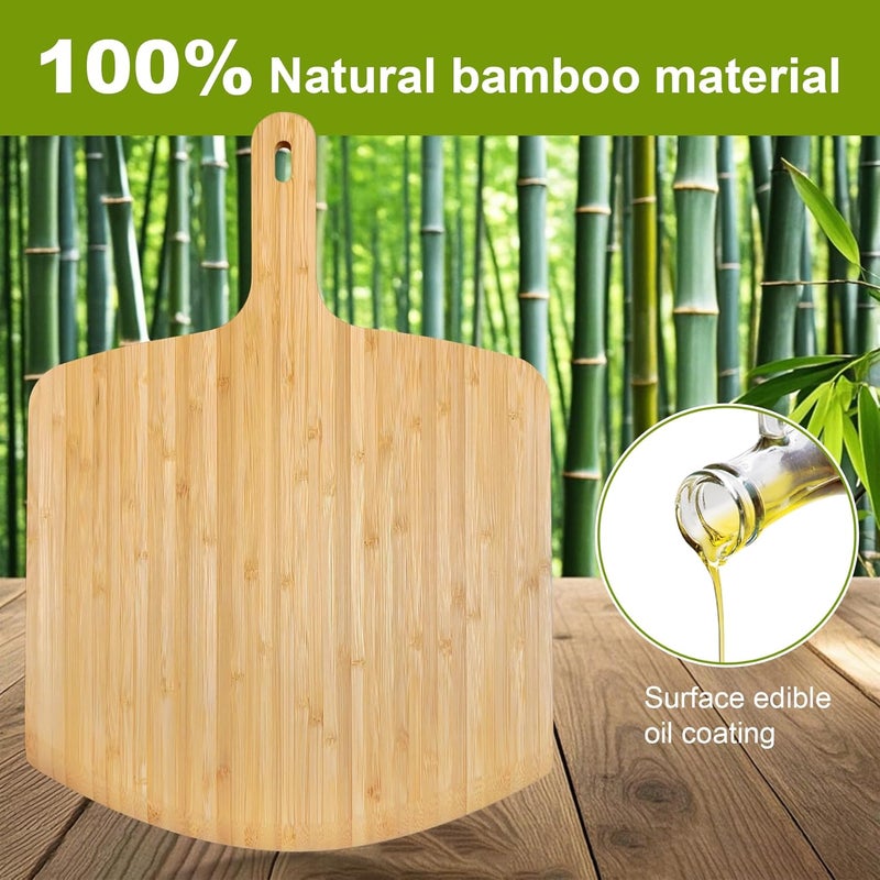 TUOCON Pizza Peel 12inch Bamboo Pizza Paddle Wooden Pizza Peel Pizza Server for Ooni Oven Accessory Pizza Spatula Baking Homemade Cheese Bread Turner Pizza Pre board Pizza Tools Gift - Image 5